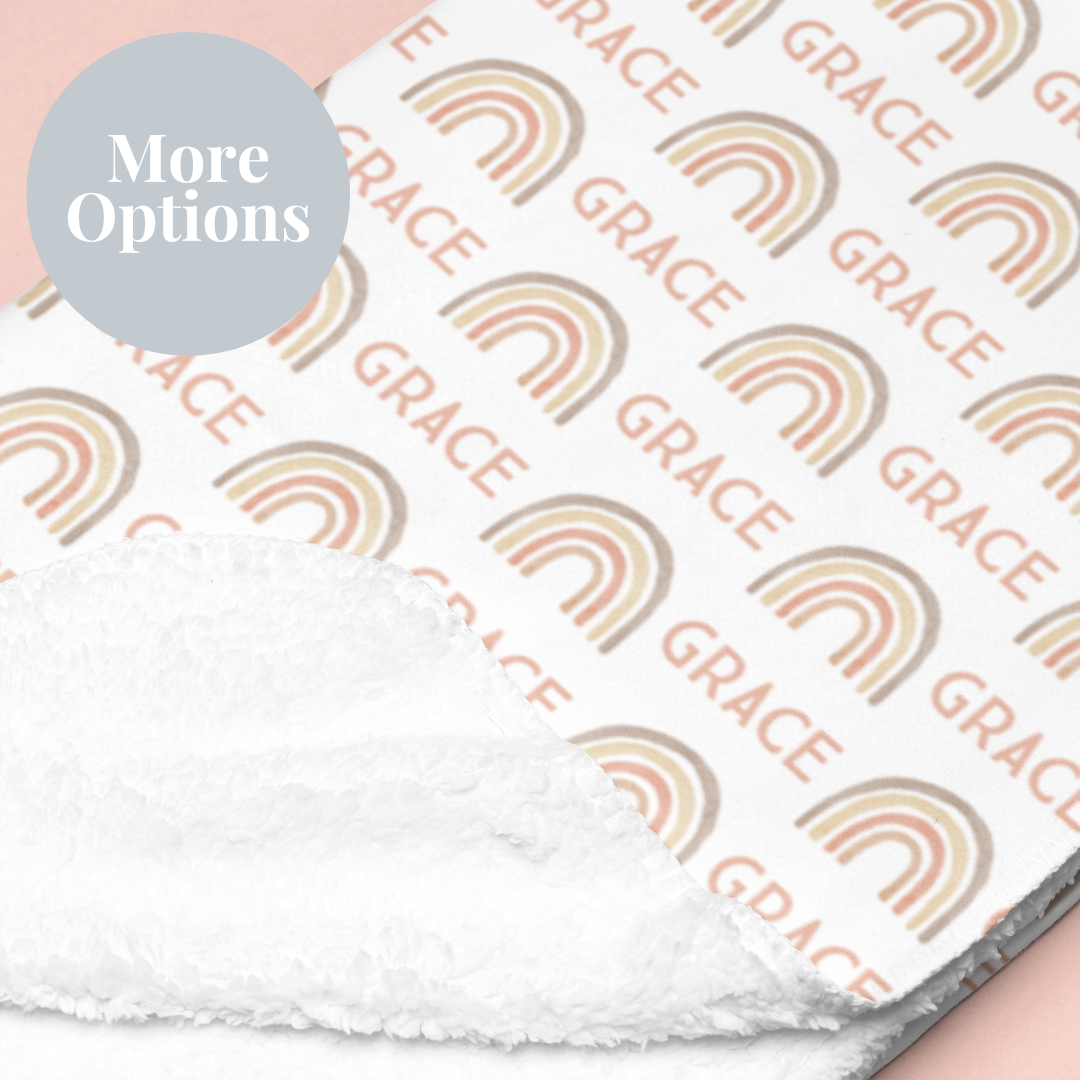 Sherpa-Lined Personalized Blanket | Rainbows