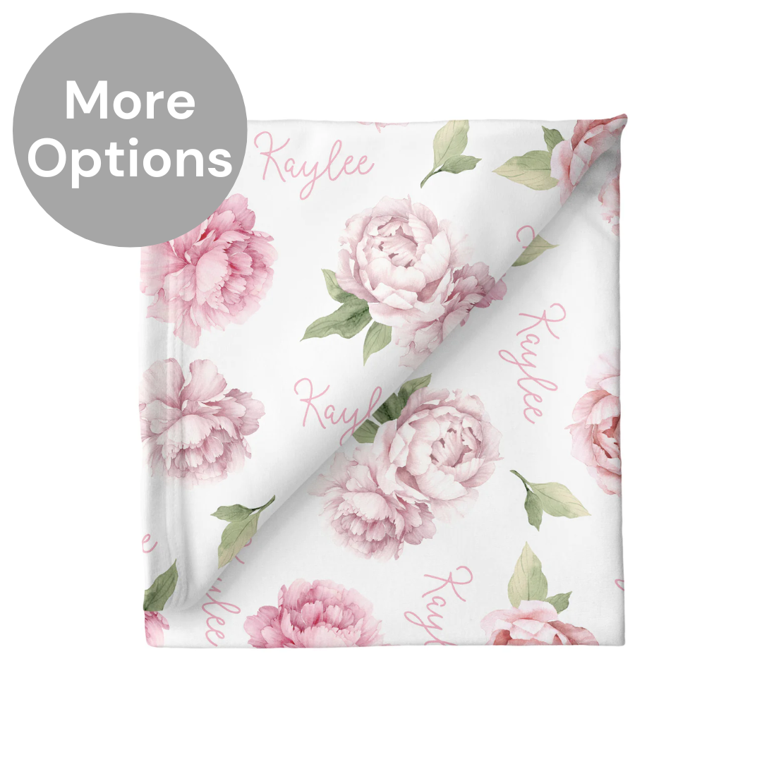 Personalized Stretchy Blanket | Peonies