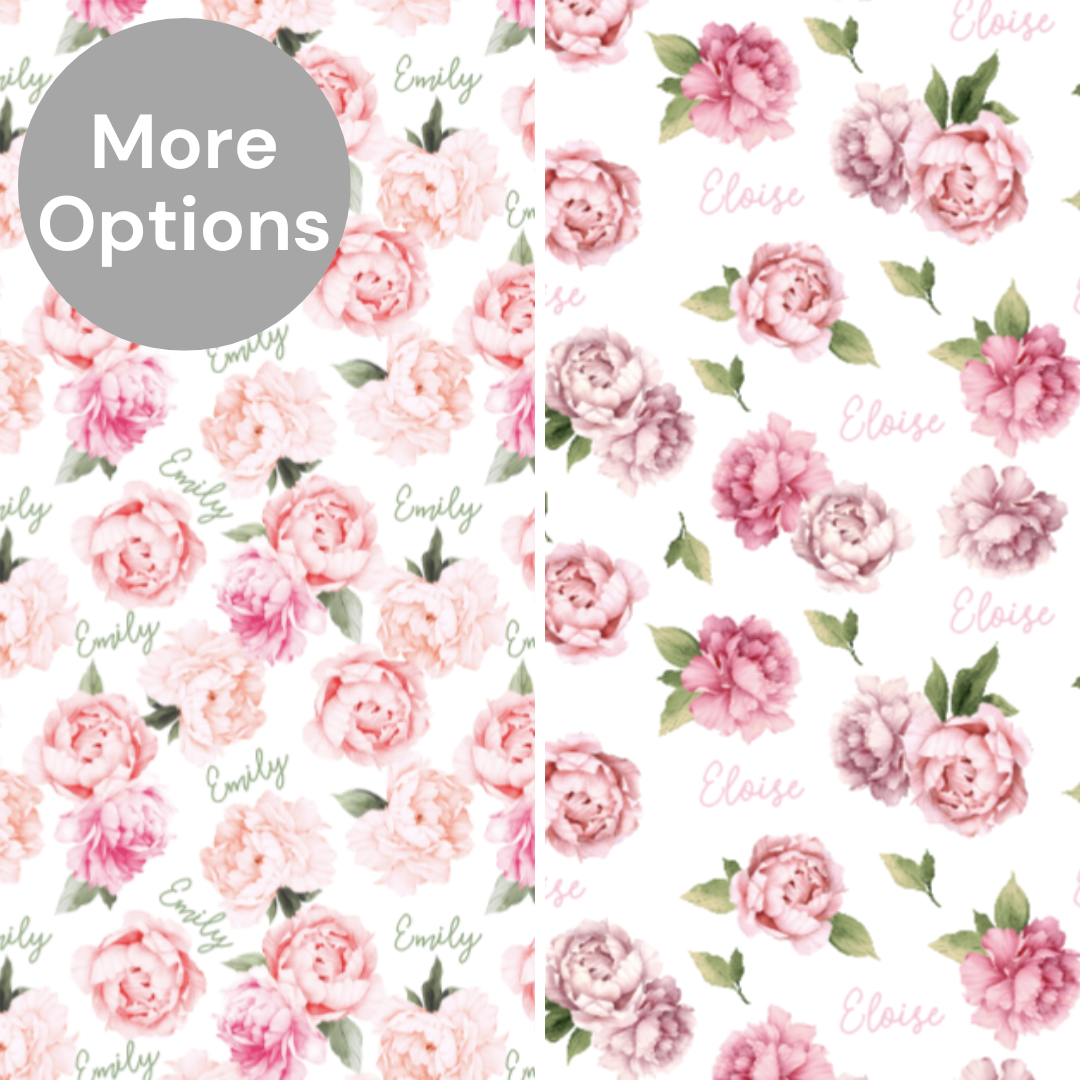 Plush Minky Fleece Personalized Blanket | Peonies
