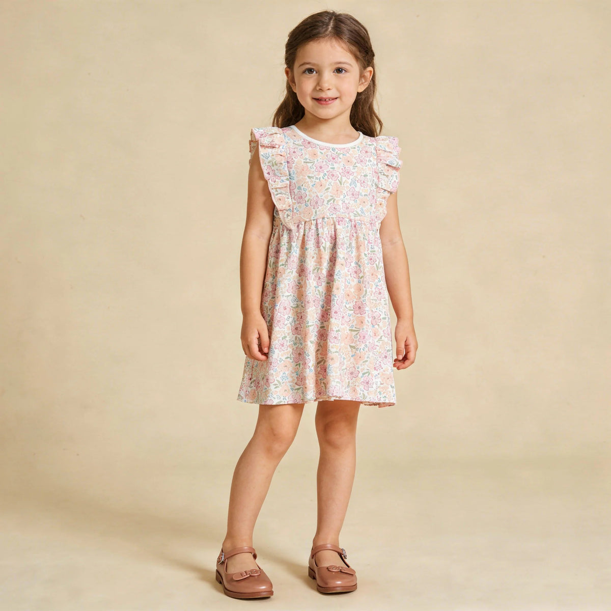 Organic Flutter Dress / Peony