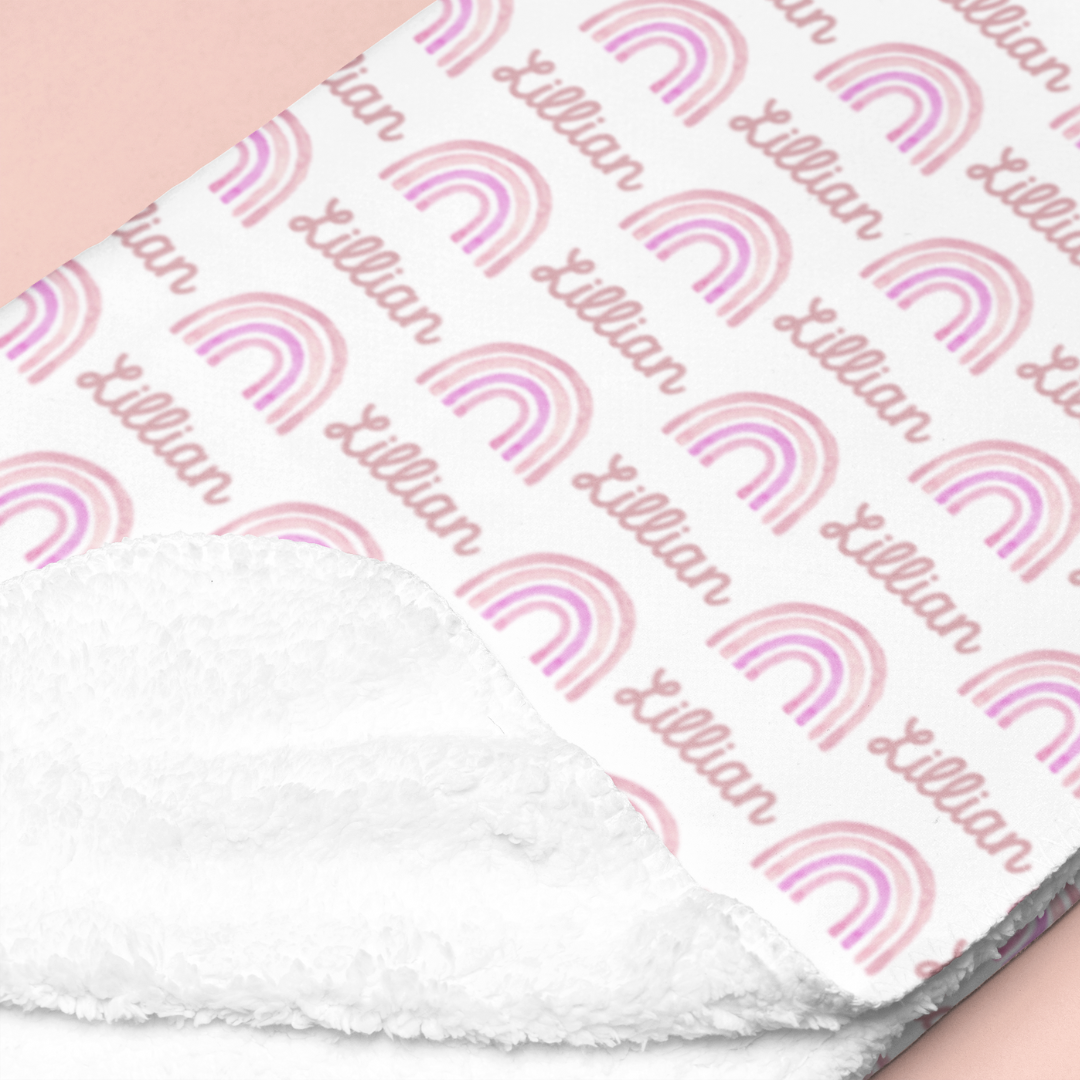 Sherpa-Lined Personalized Blanket | Rainbows