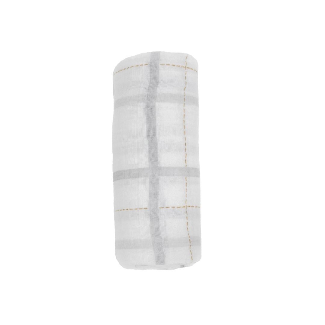 Little Unicorn Cotton Muslin Swaddle / Grey Plaid