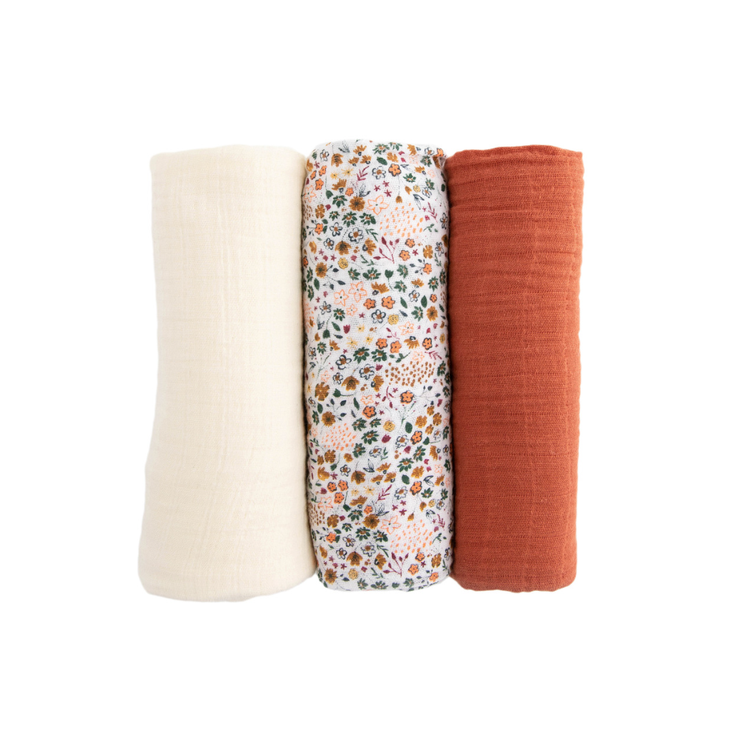 Little Unicorn Cotton Muslin Swaddle Set / Pressed Petals