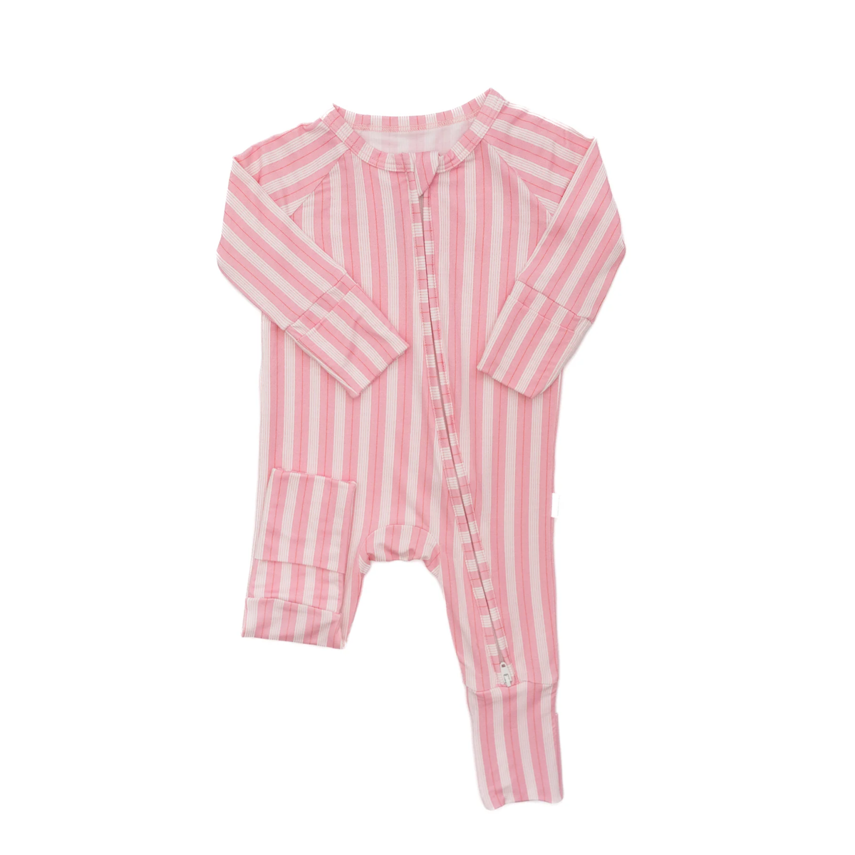 Convertible Zip Sleep Romper / Red/White Holiday Stripes