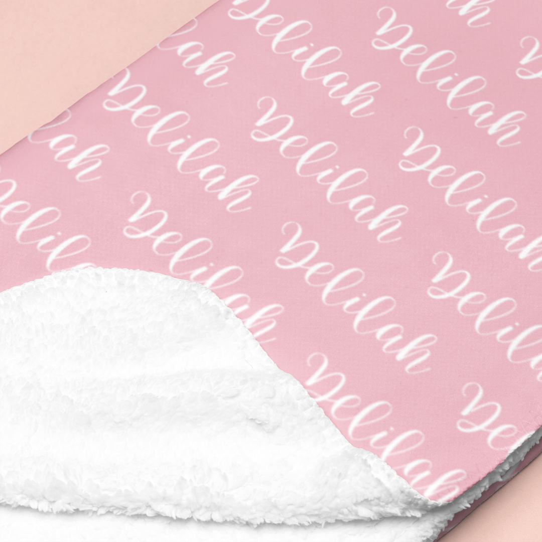 Sherpa-Lined Personalized Blanket | Repeating Name