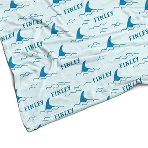 Plush Minky Fleece Personalized Blanket | Shark Fin