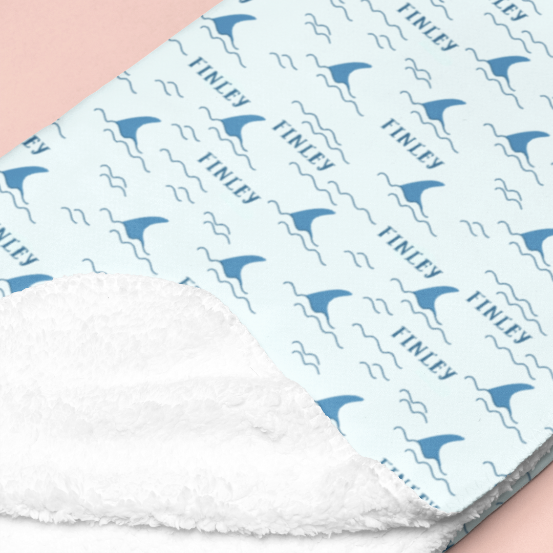 Sherpa-Lined Personalized Blanket | Shark Fin