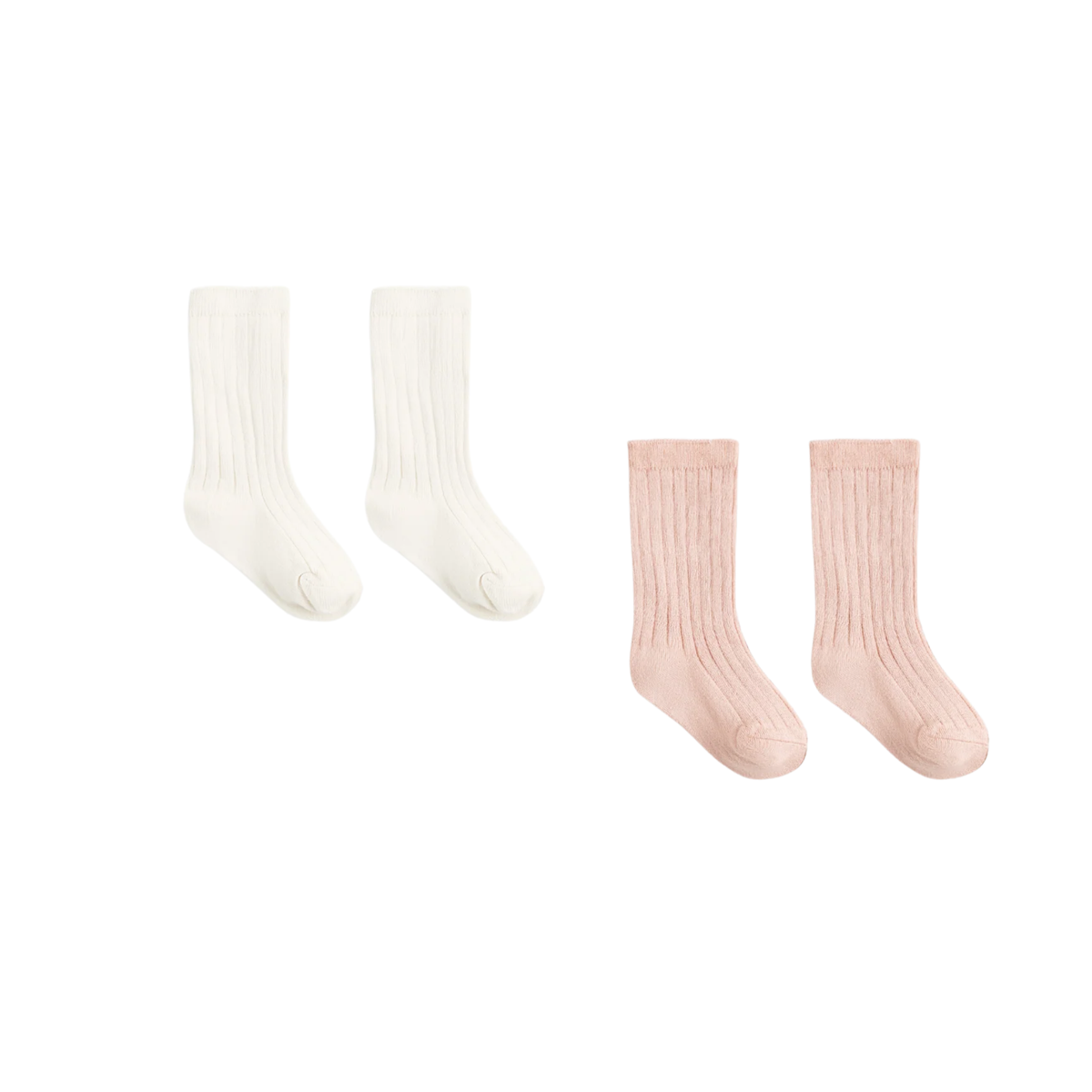 Quincy Mae Socks Set / Natural & Dusty Rose