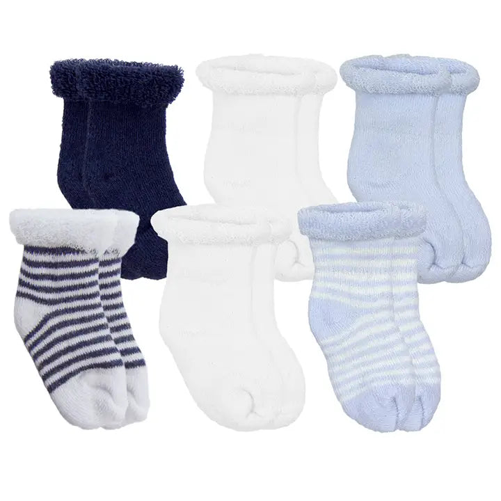 Kushies Terry Socks 6-Pack / Blue, White, Navy