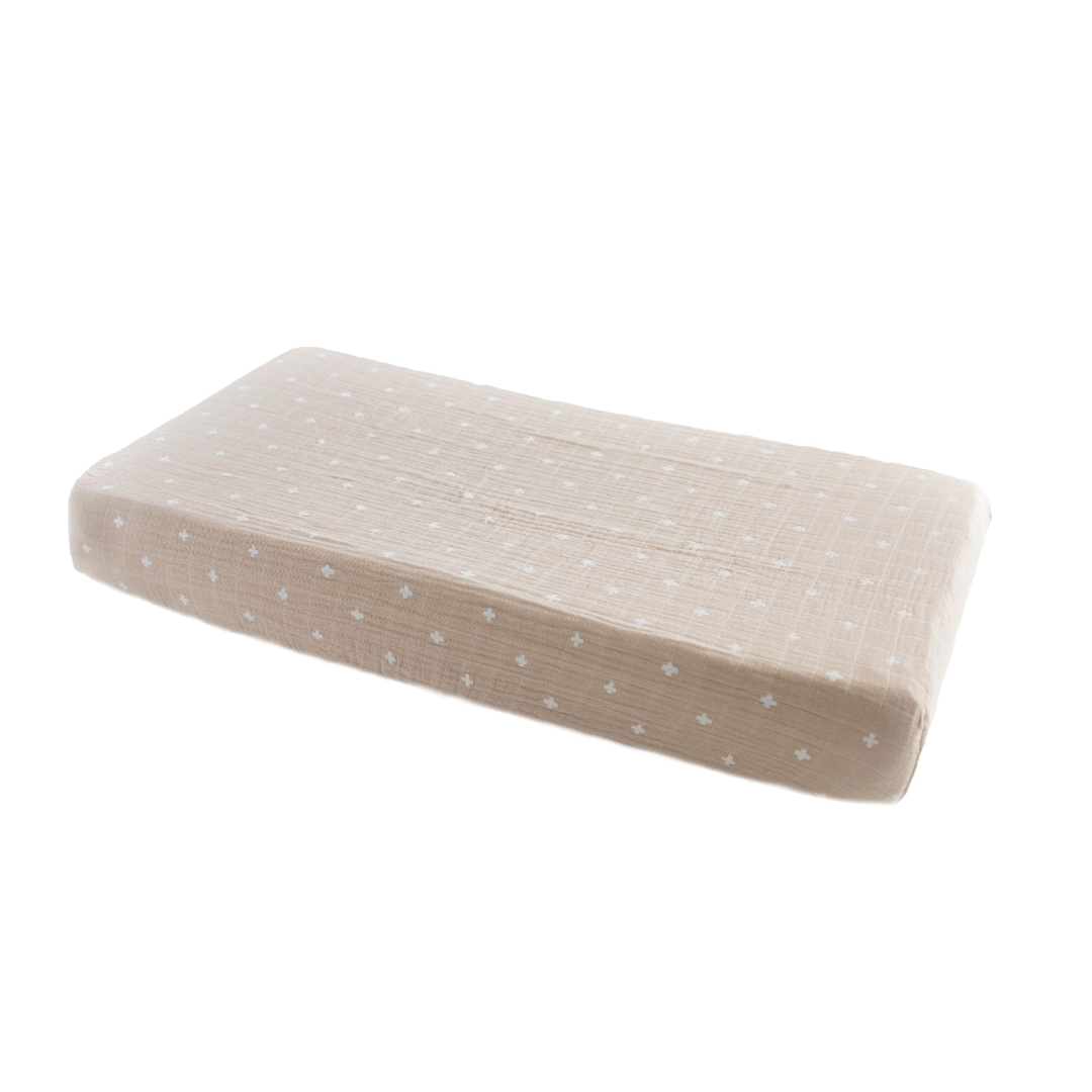 Little Unicorn Cotton Muslin Changing Pad Cover / Taupe Cross