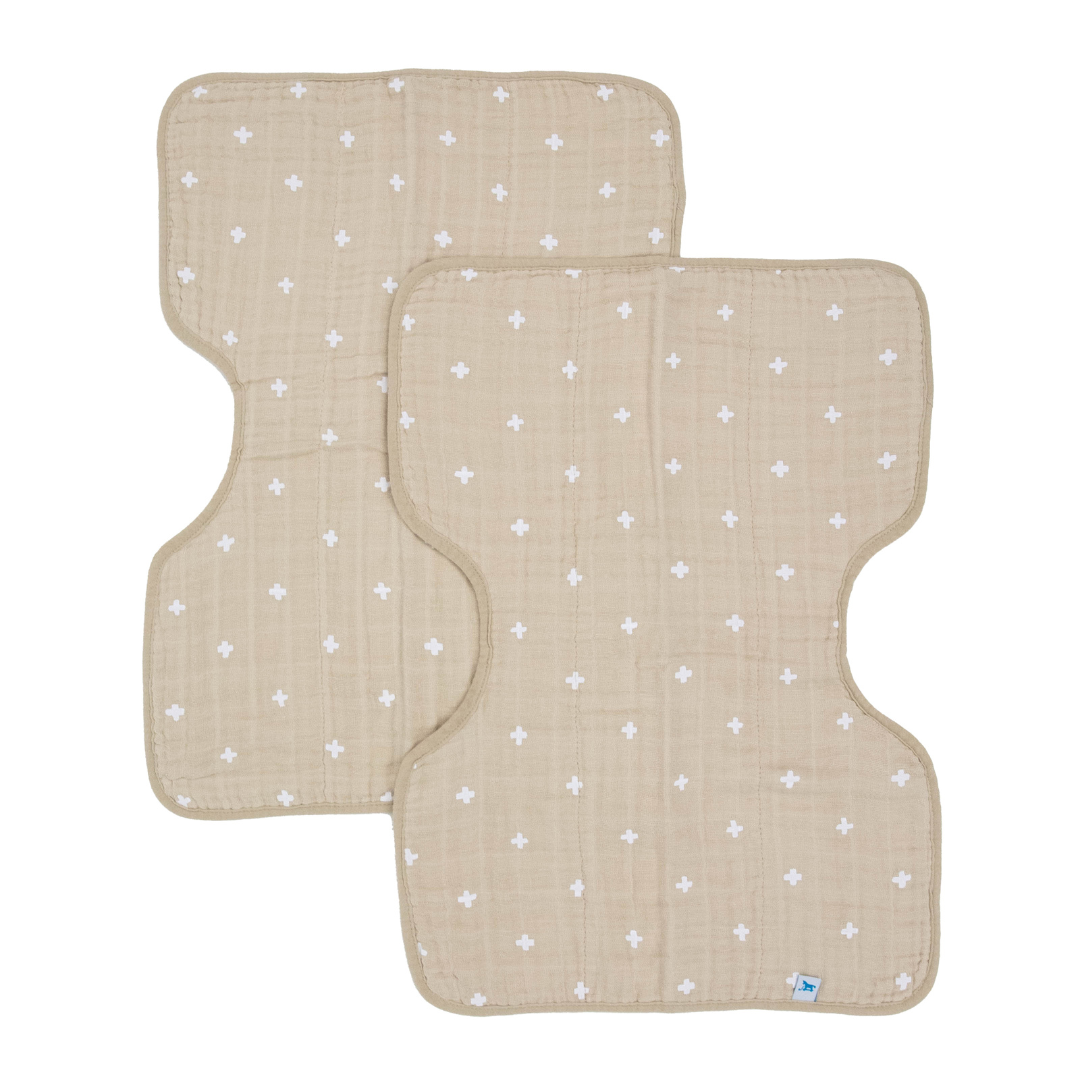 Little Unicorn Cotton Muslin Burp Cloth 2 Pack / Taupe Cross