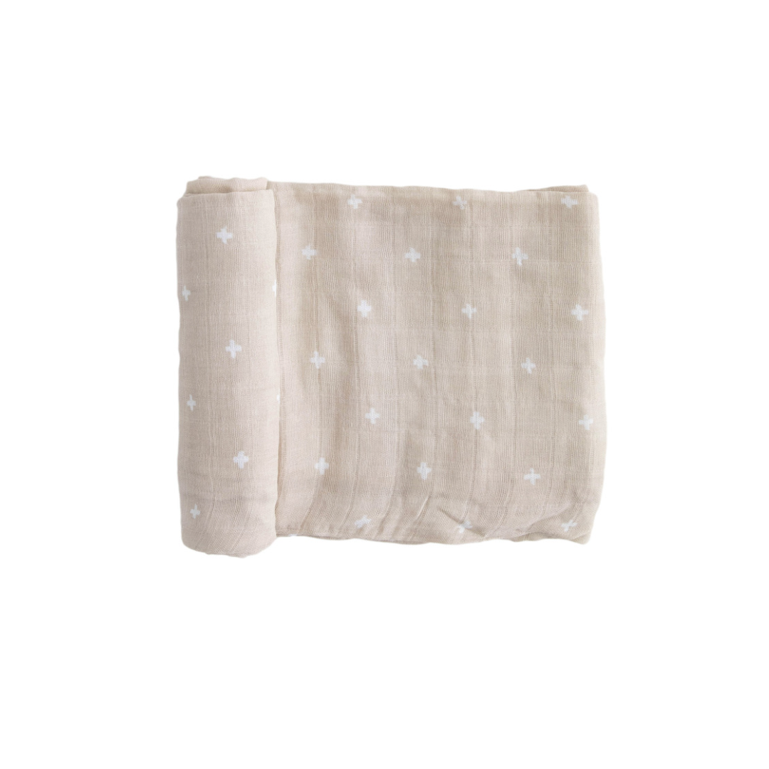 Little Unicorn Cotton Muslin Swaddle / Taupe Cross