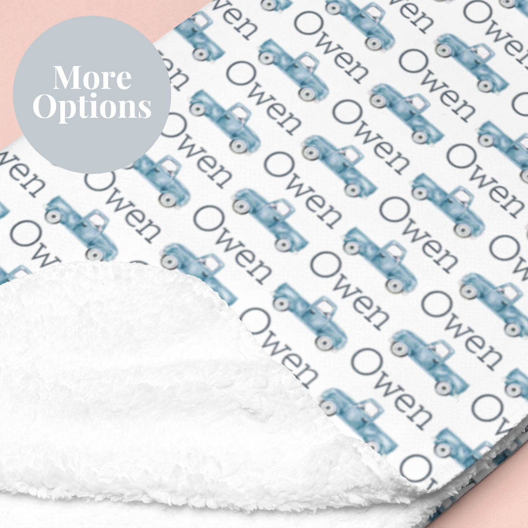 Sherpa-Lined Personalized Blanket | Trucks