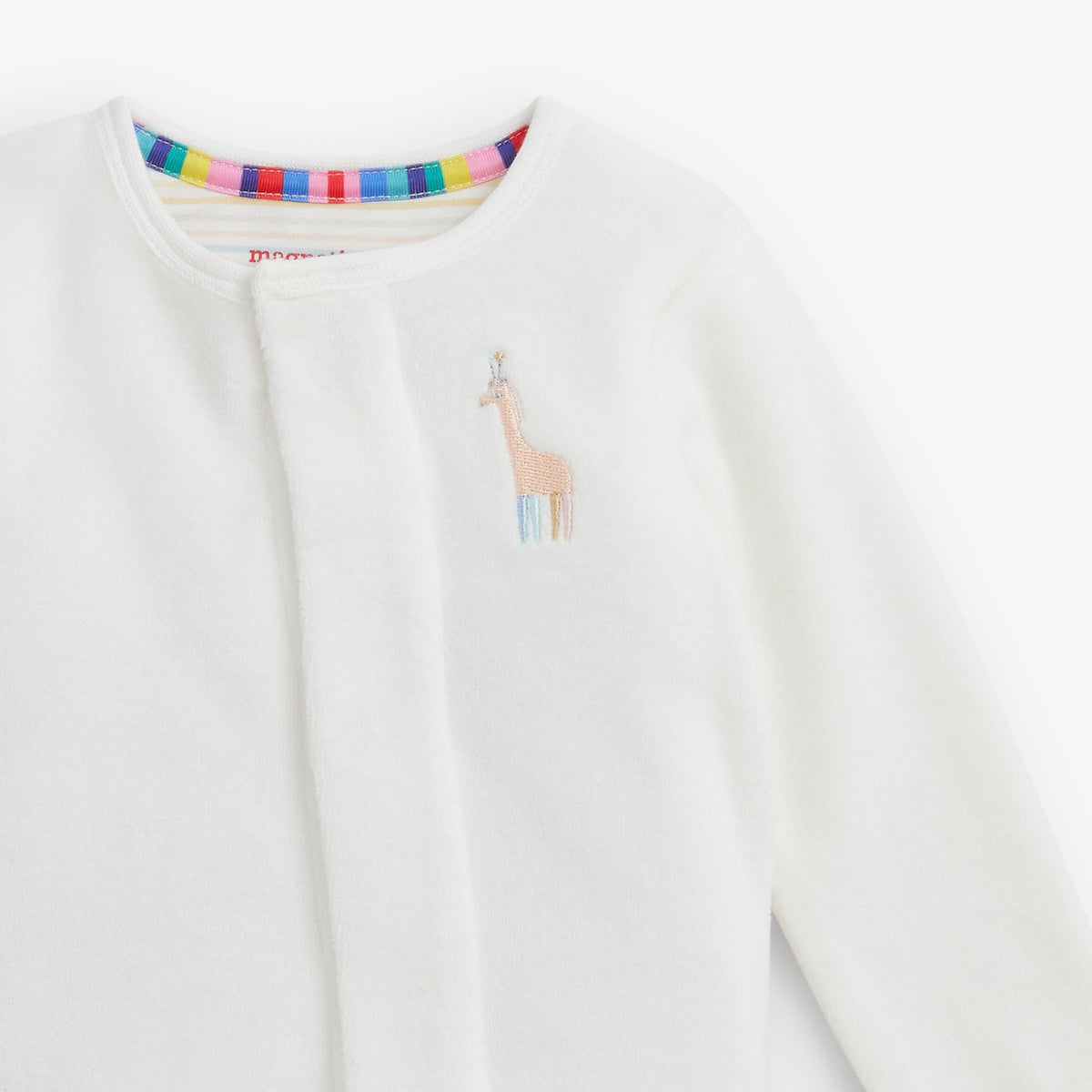 Magnetic Me Velour Magnetic Footie / Cream Embroidery Giraffe