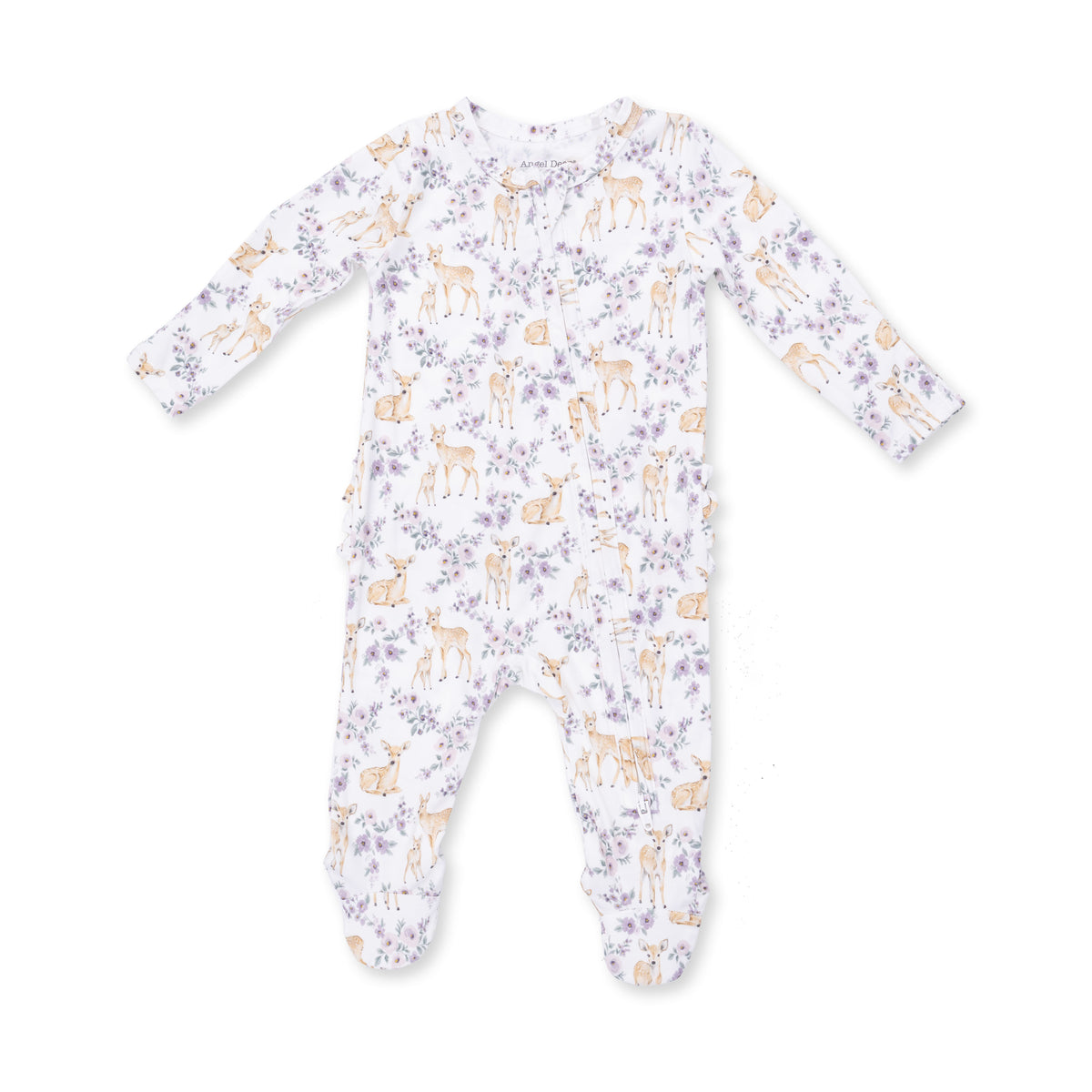 Floral Deer 2 Way Ruffle Back Zipper Footie