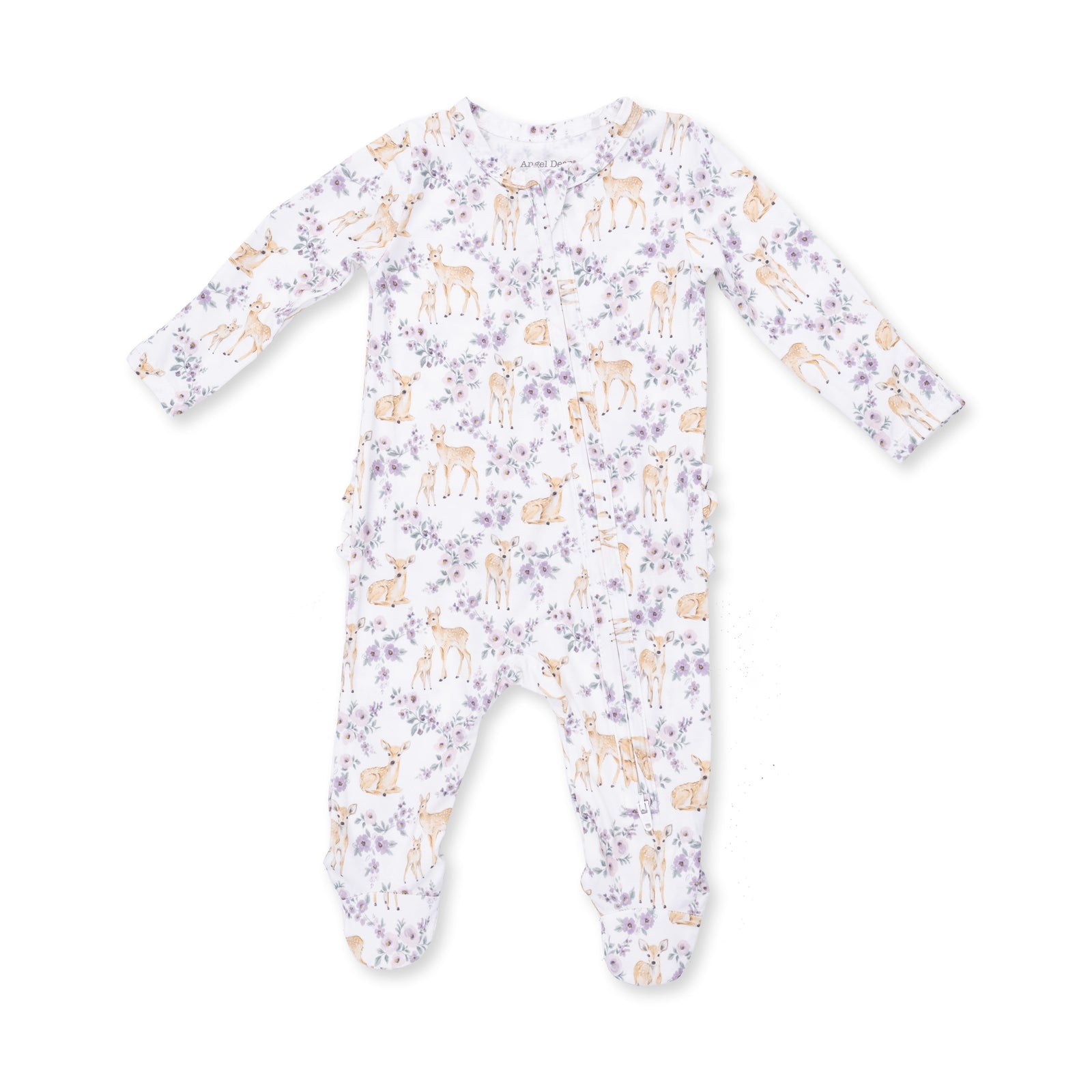 Floral Deer 2 Way Ruffle Back Zipper Footie