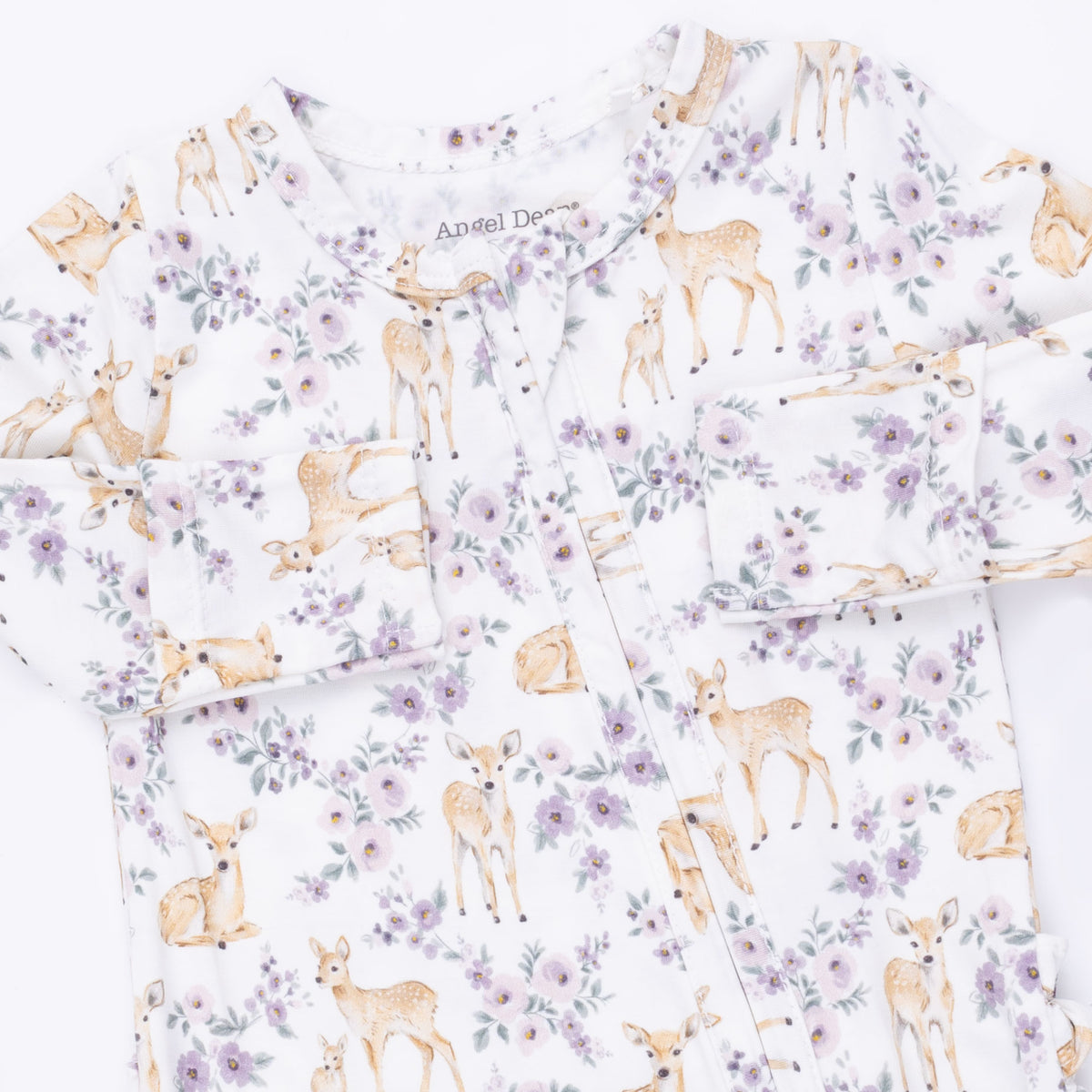 Floral Deer 2 Way Ruffle Back Zipper Footie