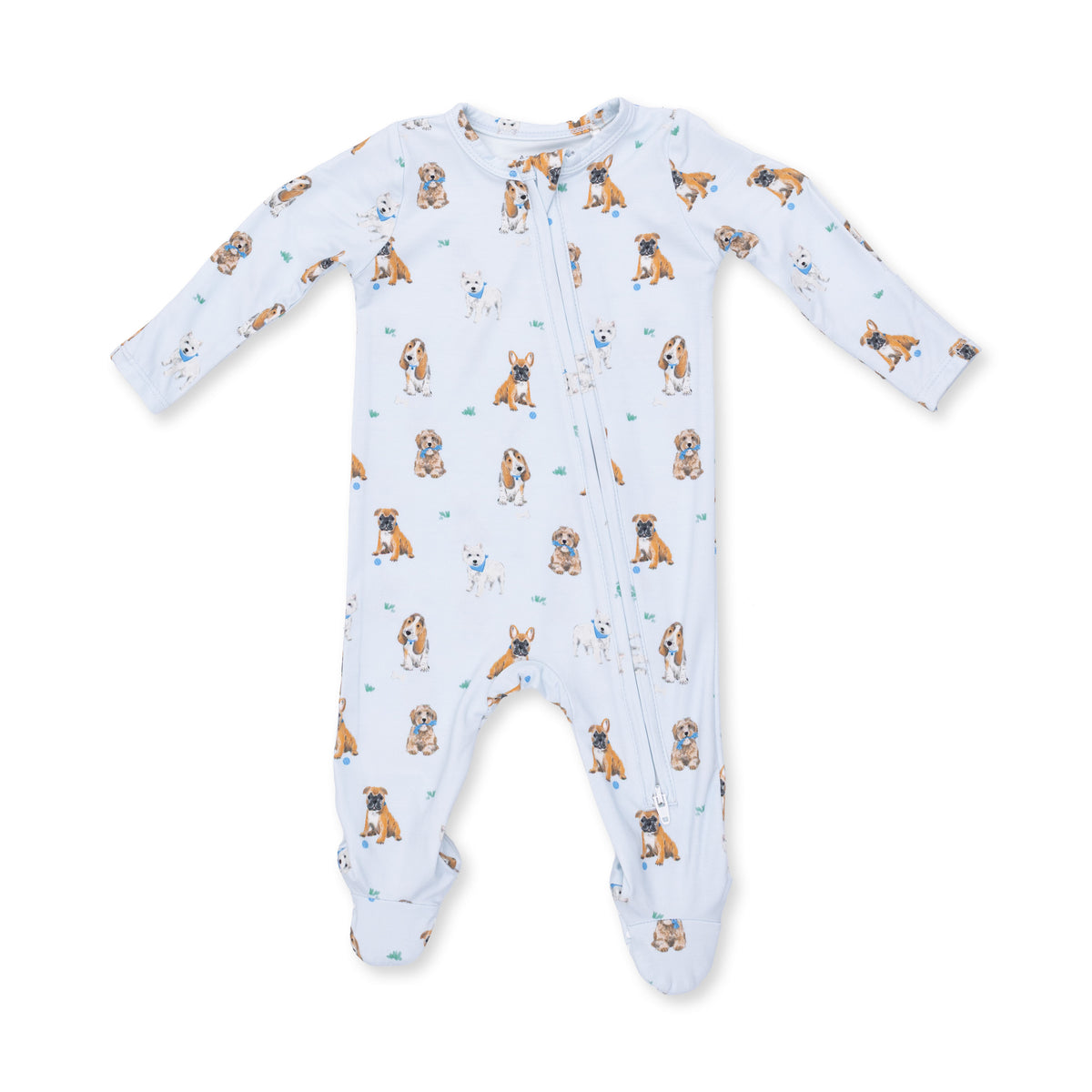 Bestie Dogs 2 Way Zipper Footie / Blue