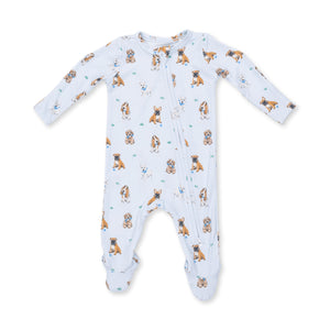 Bestie Dogs 2 Way Zipper Footie / Blue