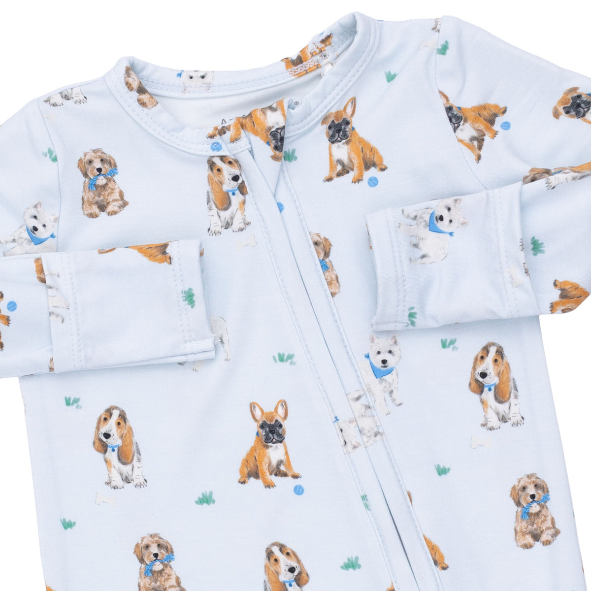 Bestie Dogs 2 Way Zipper Footie / Blue