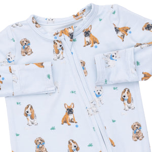 Bestie Dogs 2 Way Zipper Footie / Blue
