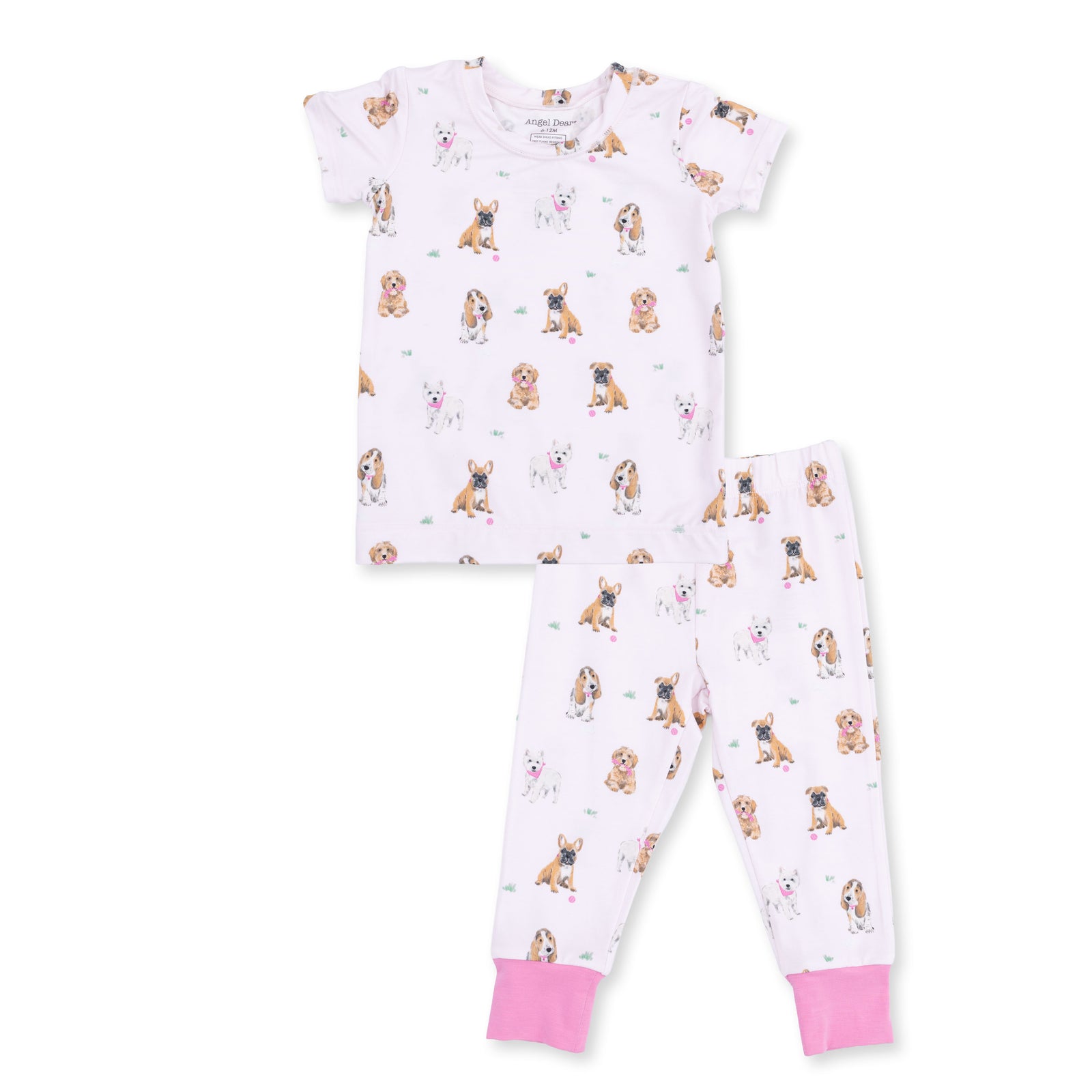 Bestie Dogs Short Sleeve Loungewear Set / Pink