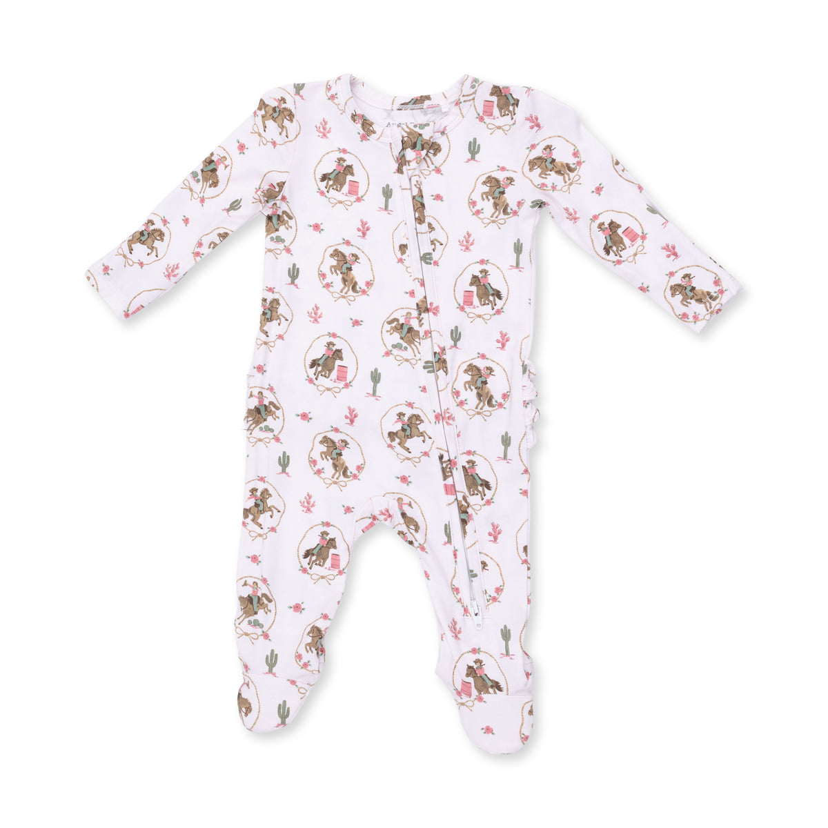 Cowgirl Cameos 2 Way Ruffle Back Zipper Footie