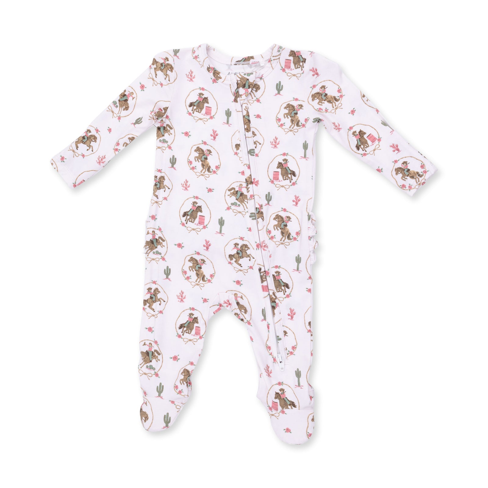 Cowgirl Cameos 2 Way Ruffle Back Zipper Footie