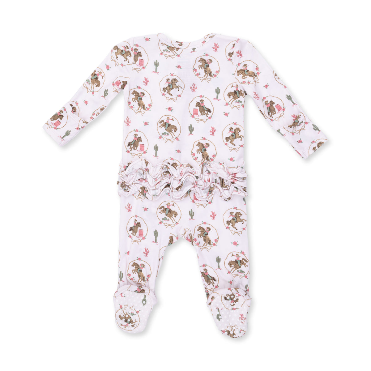Cowgirl Cameos 2 Way Ruffle Back Zipper Footie
