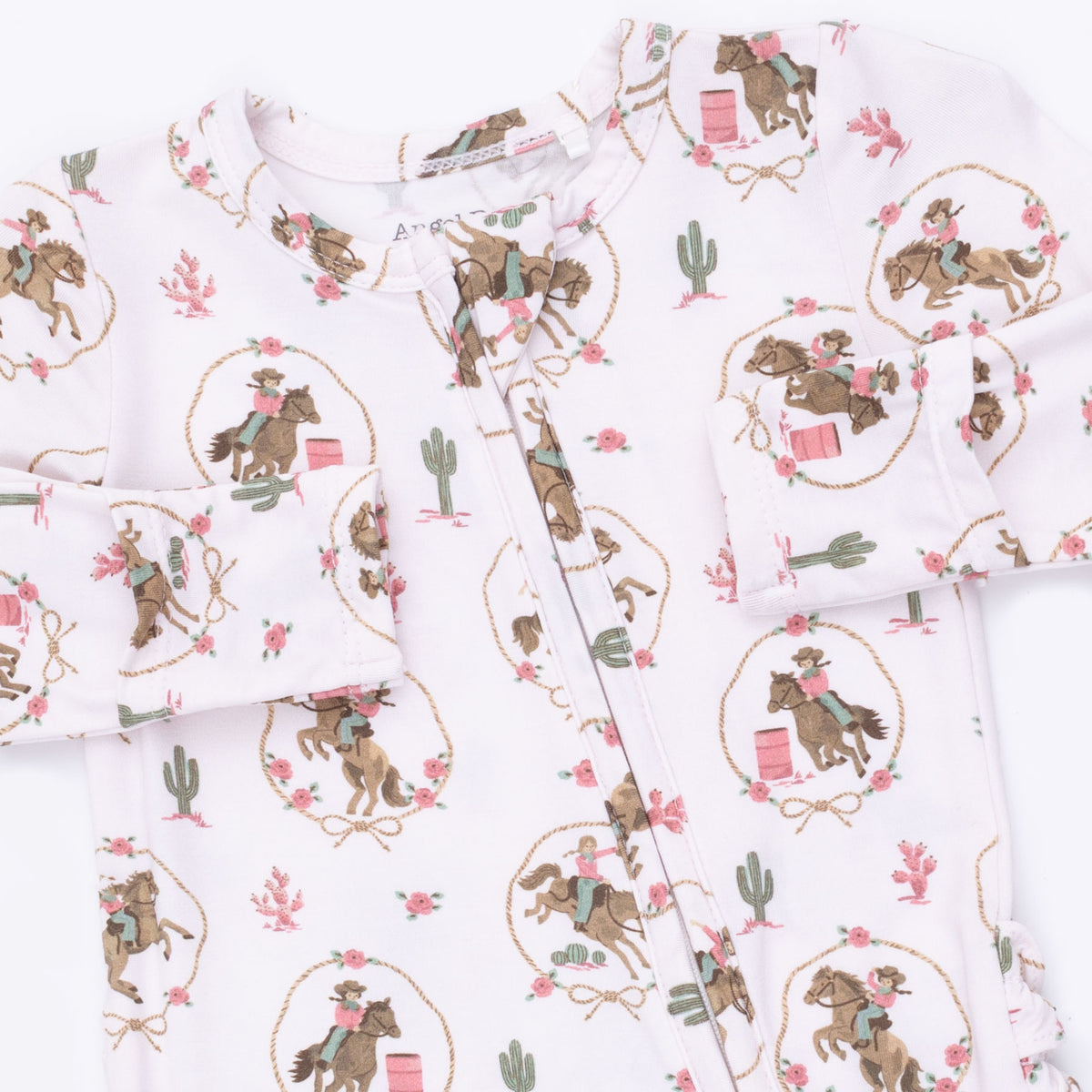 Cowgirl Cameos 2 Way Ruffle Back Zipper Footie