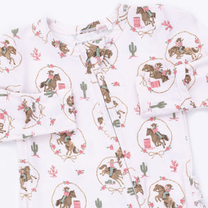Cowgirl Cameos 2 Way Ruffle Back Zipper Footie