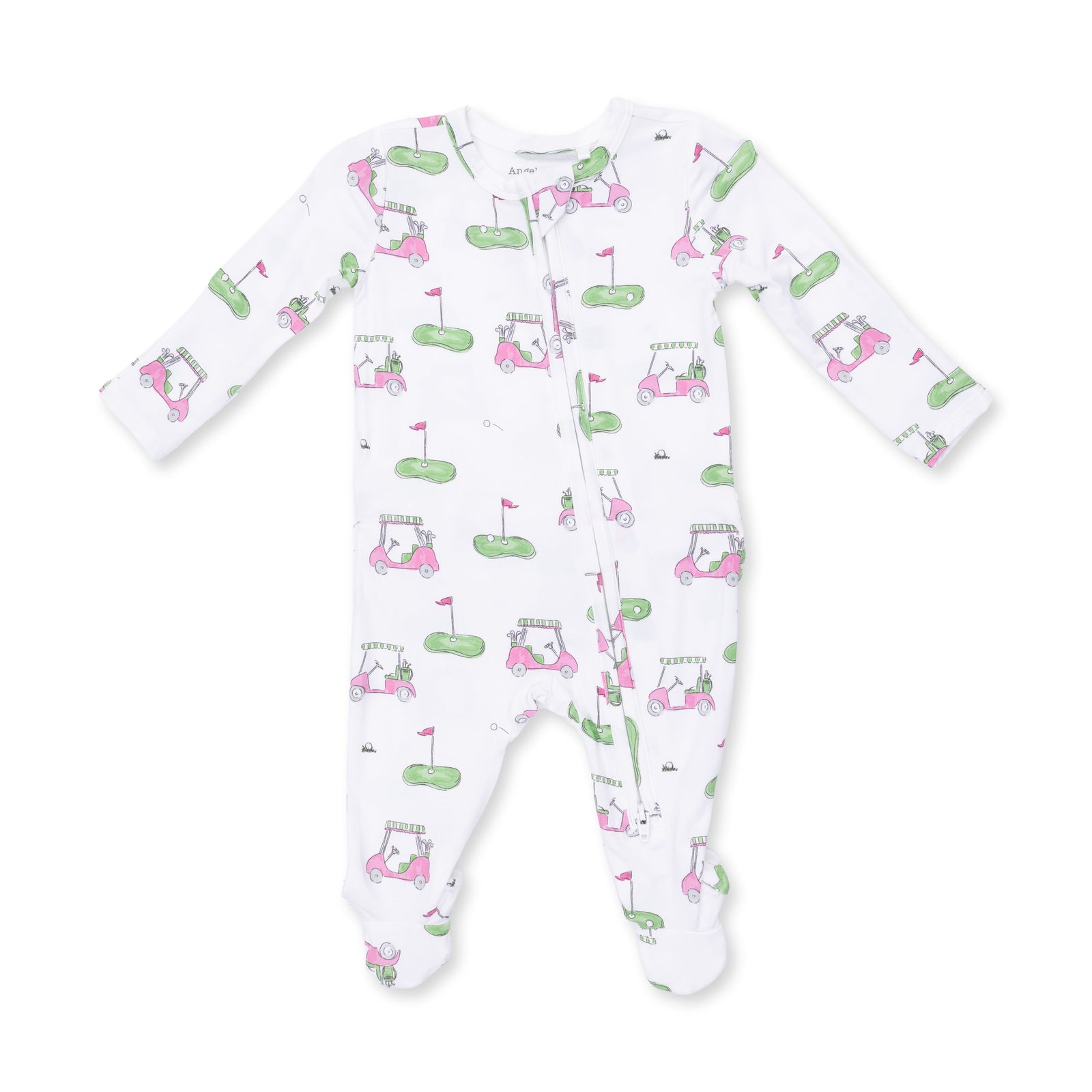 Pink Golf Carts 2 Way Ruffle Back Zipper Footie