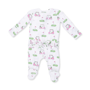 Pink Golf Carts 2 Way Ruffle Back Zipper Footie