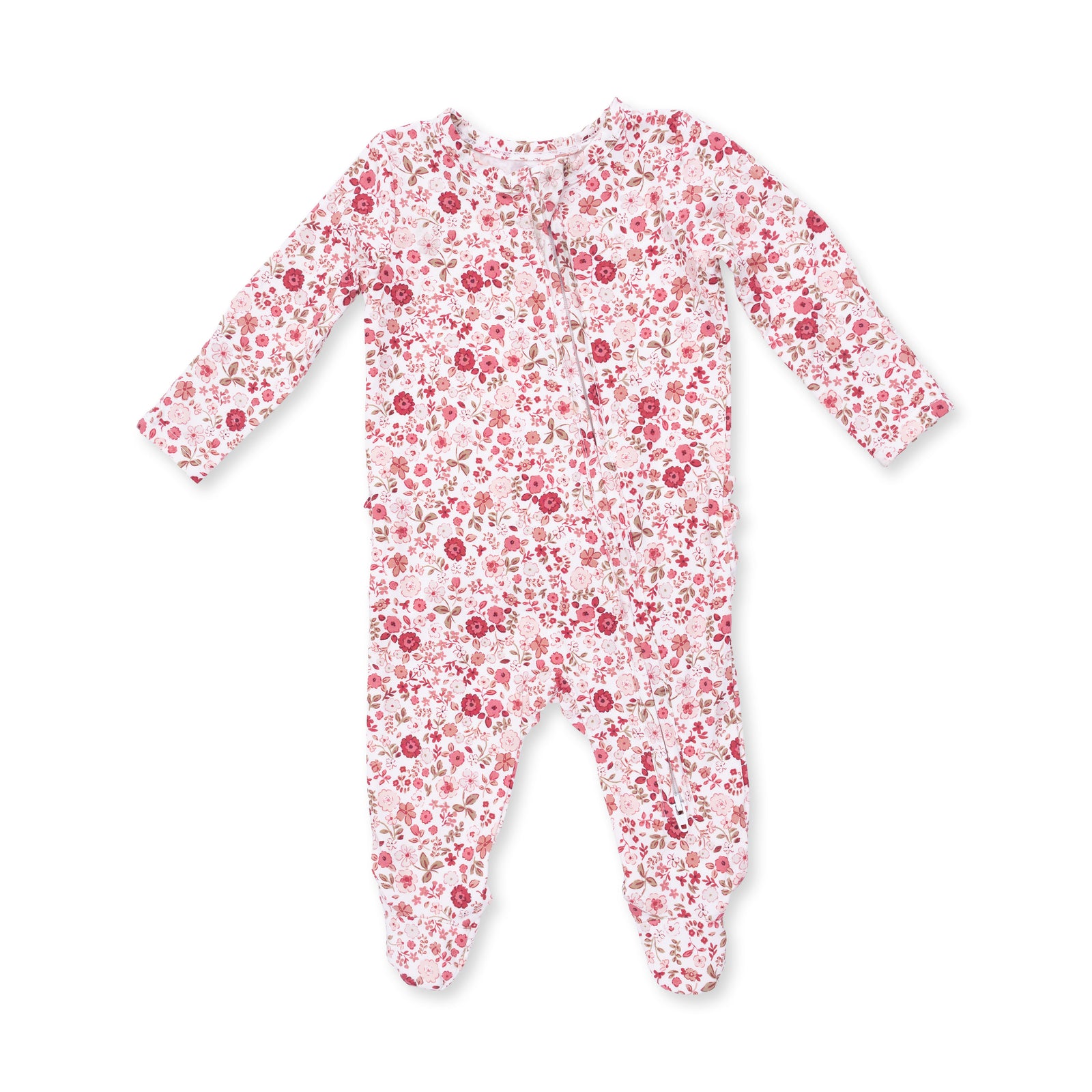 Serene Floral 2 Way Ruffle Back Zipper Footie