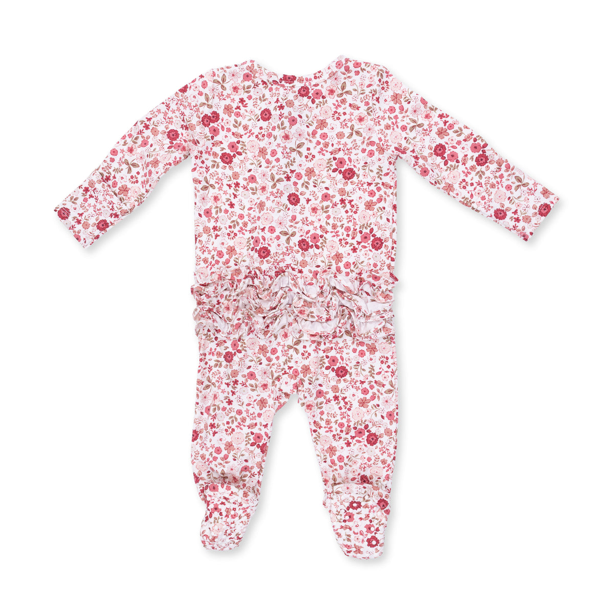 Serene Floral 2 Way Ruffle Back Zipper Footie