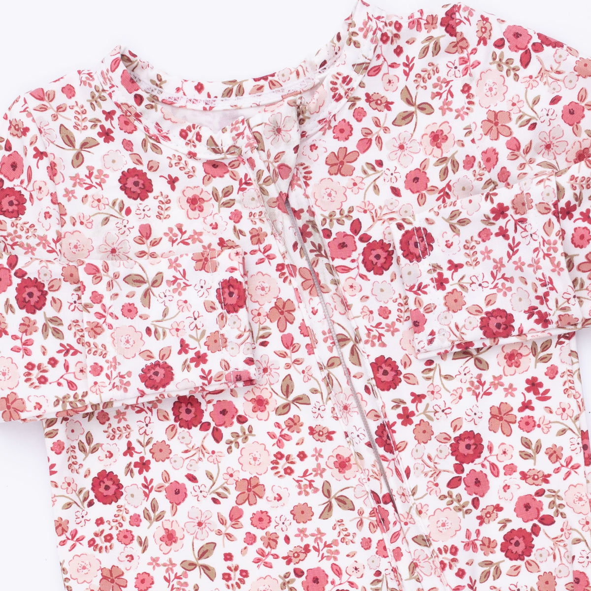 Serene Floral 2 Way Ruffle Back Zipper Footie