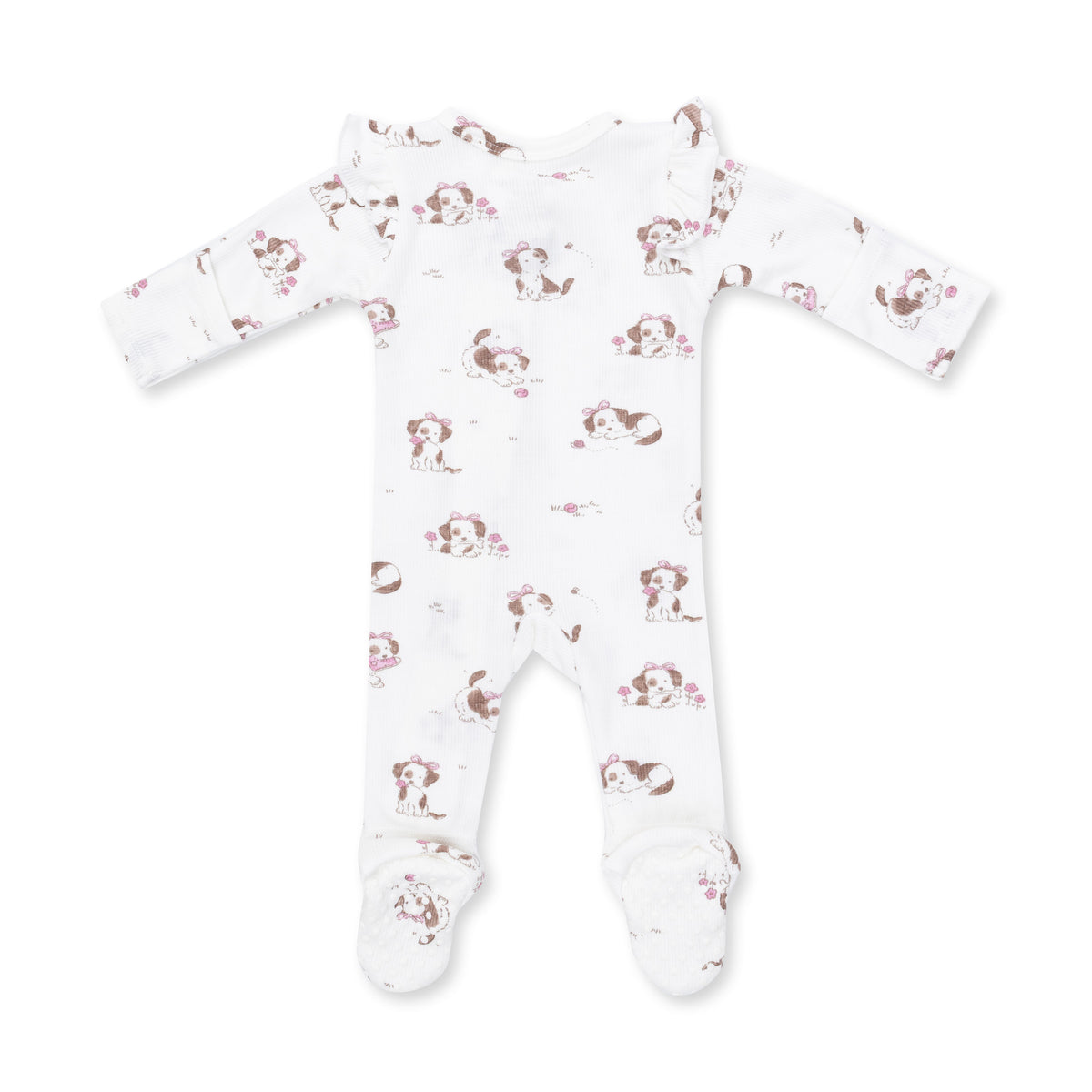 Explorer Puppy 2 Way Ruffle Sleeve Zipper Footie / Pink