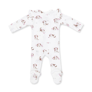 Explorer Puppy 2 Way Ruffle Sleeve Zipper Footie / Pink