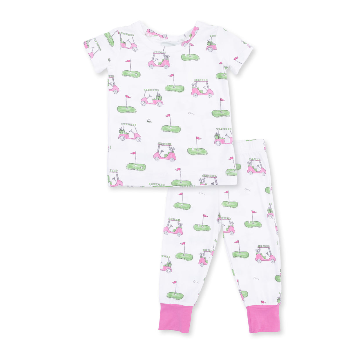 Pink Golf Carts Short Sleeve Loungewear Set
