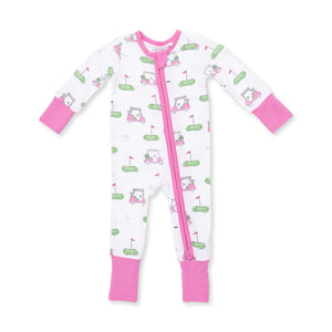 Pink Golf Carts 2 Way Zipper Convertible Romper