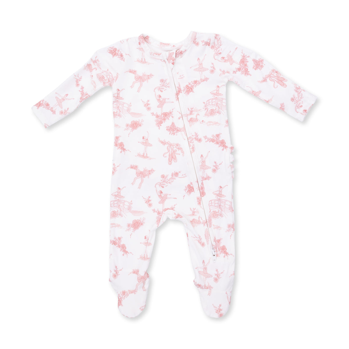 Ballet Toile 2 Way Ruffle Back Zipper Footie