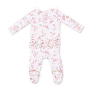 Ballet Toile 2 Way Ruffle Back Zipper Footie