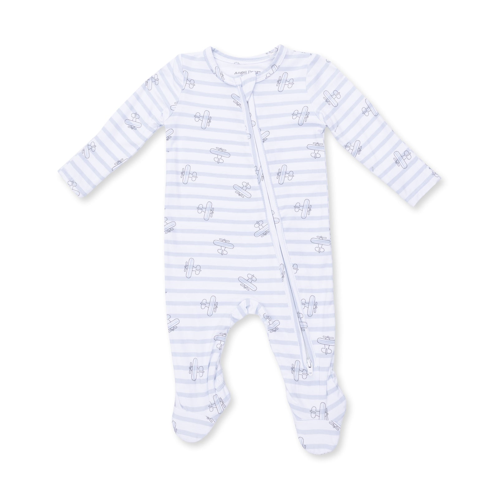 Airplane Stripe 2 Way Zipper Footie