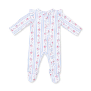Anna Floral 2 Way Ruffle Sleeve Zipper Footie