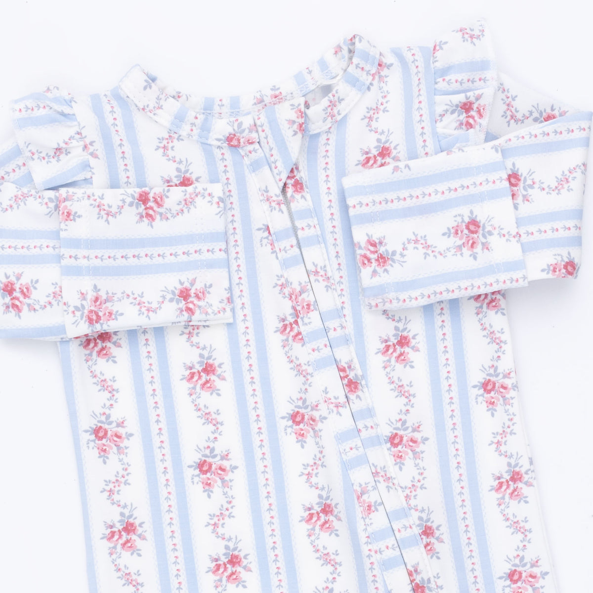 Anna Floral 2 Way Ruffle Sleeve Zipper Footie