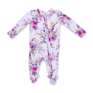 Dahlia Floral 2 Way Ruffle Back Zipper Footie