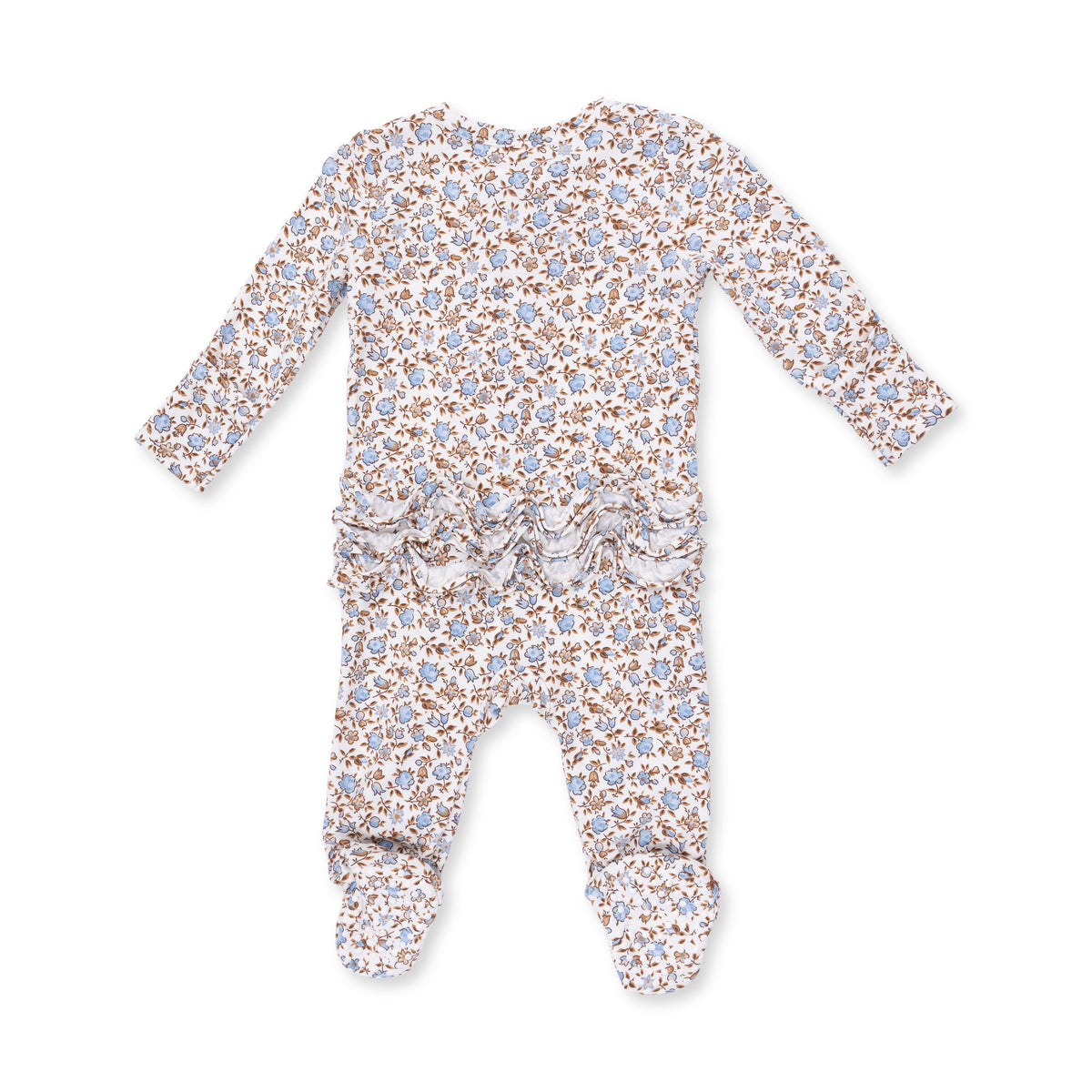 Hazel Floral 2 Way Ruffle Back Zipper Footie