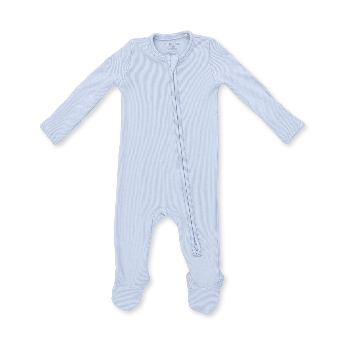 Solid Sheer Blue Rib Way Zipper Footie