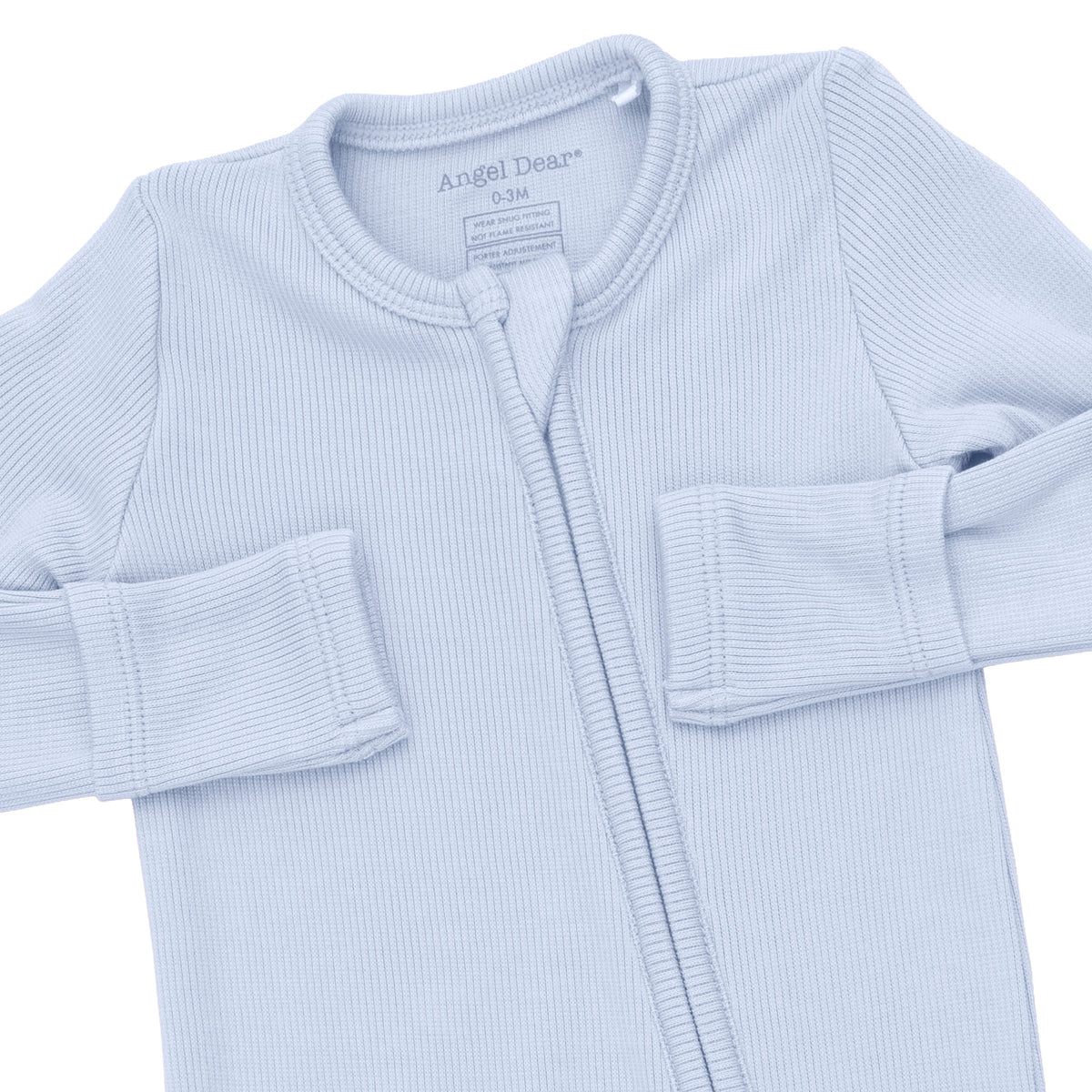 Solid Sheer Blue Rib Way Zipper Footie