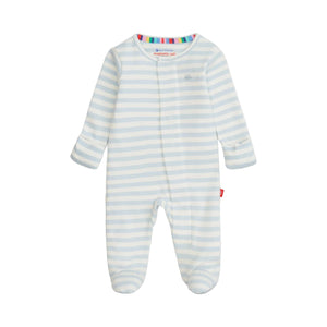 Magnetic Me Magnetic Organic Cotton Footie / Blue Stripe